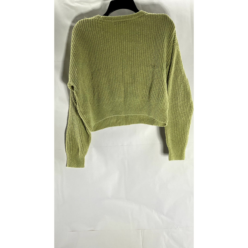 MADEWELL Women's Green Textural-Knit Crewneck Long Sleeve Sweater SZ M