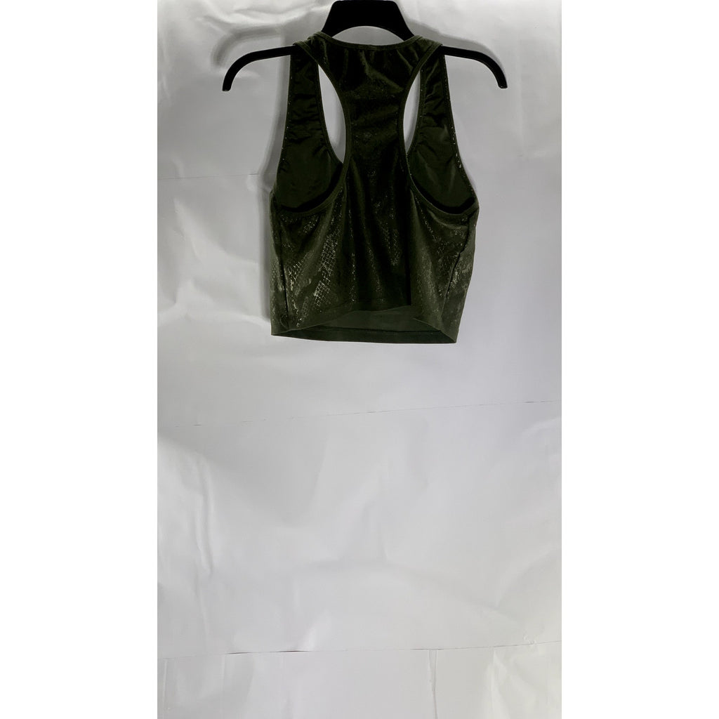 EVOLUTION AND CREATION Women's Olive Green Snake Skin Racerback Tank Top SZ L