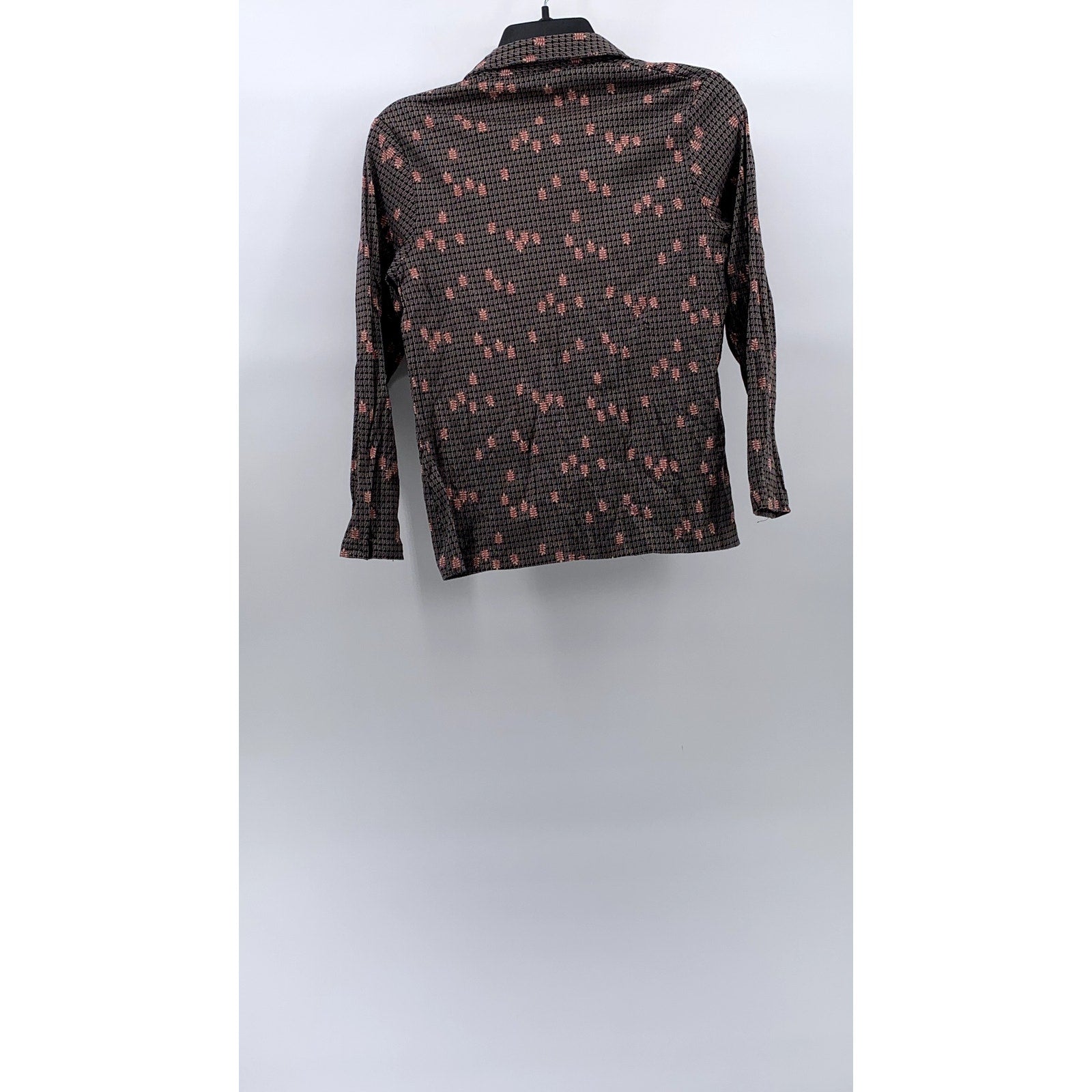 TYEBS Women's Vintage Brown Floral Button-Down Long Sleeve Top SZ 18