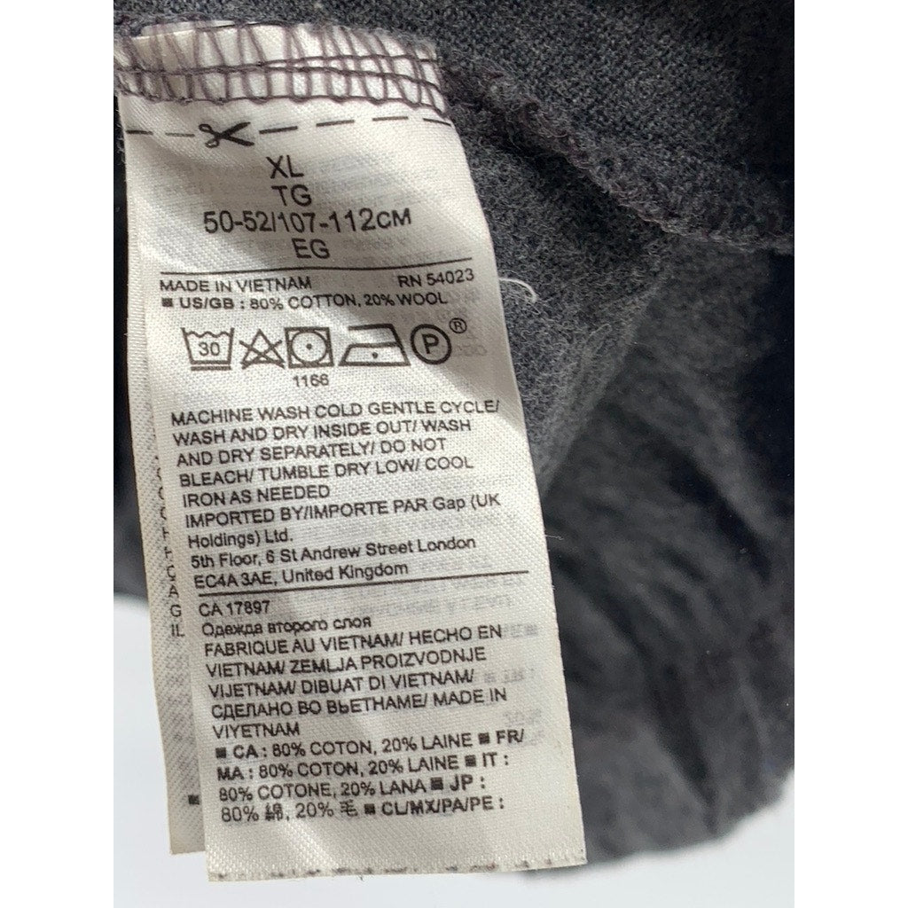 BANANA REPUBLIC Men's Charcoal Gray Long Sleeve Cotton-Wool Polo Shirt SZ XL