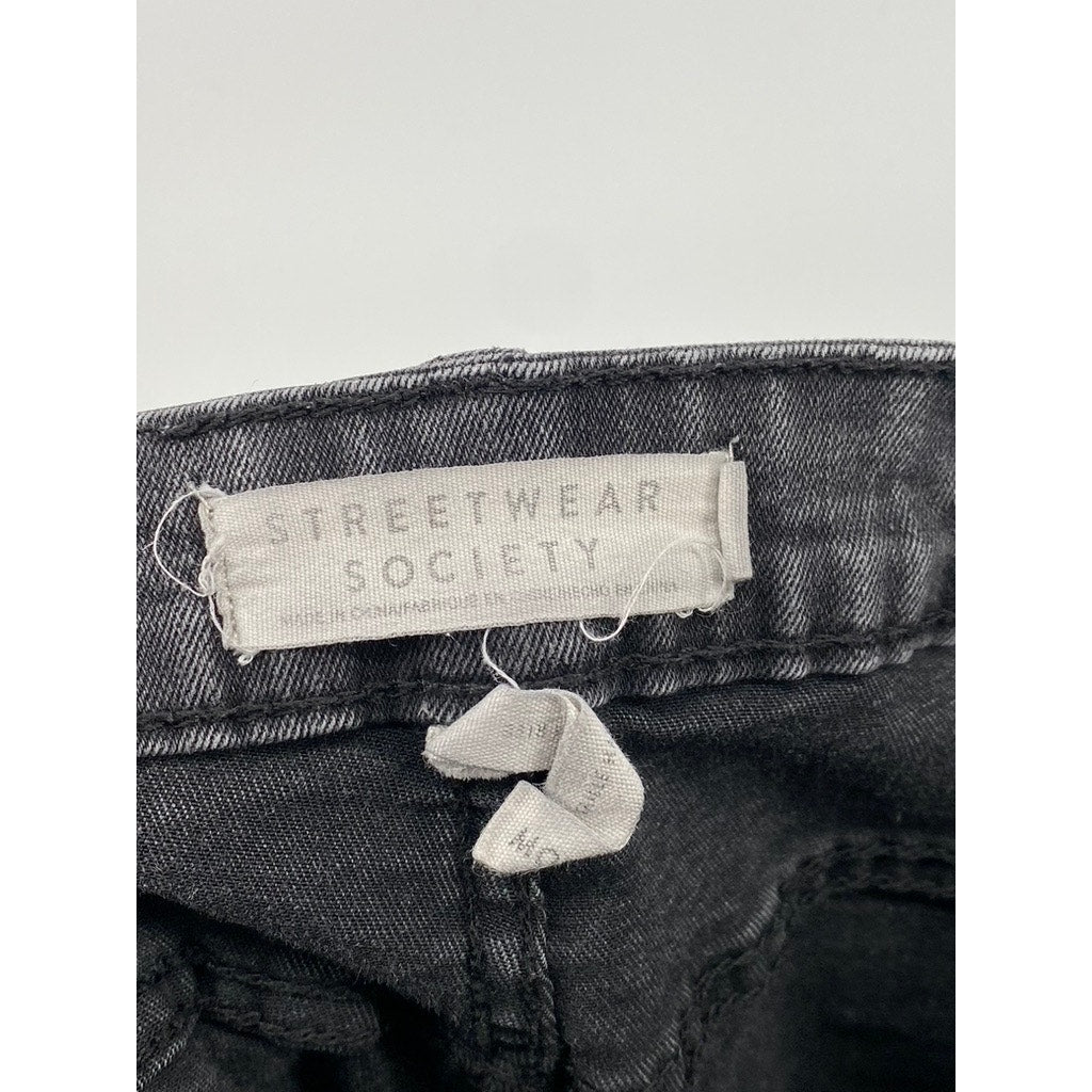 STREETWEAR SOCIETY Women's Washed Black Embroidered Rose Mom Jean SZ 9
