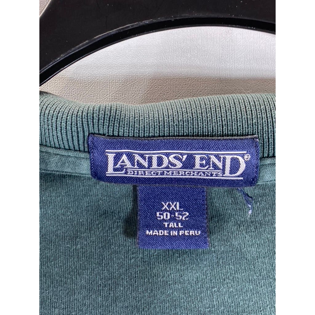 LANDS' END Men's Tall Evergreen Long Sleeve Polo Shirt SZ XXL-T