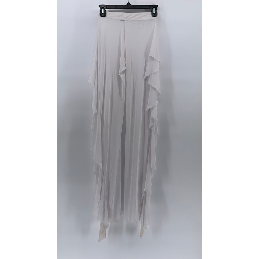 FASHION NOVA Women's White Sheer Sunshine See Through Fringe Cover-Up Pants SZ S