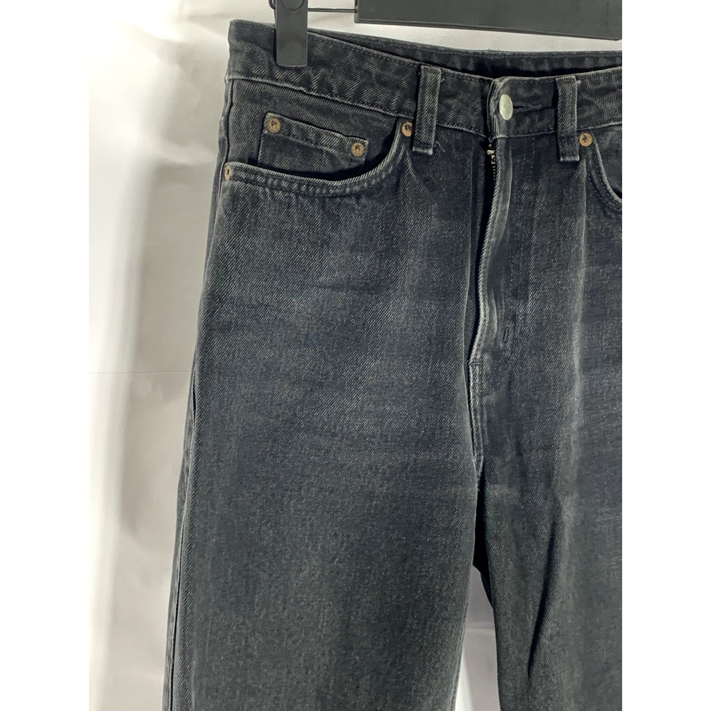 WEEKDAY Women's Echo Black Solid Row Five-Pocket Raw-Hem Straight Jean SZ 27/32