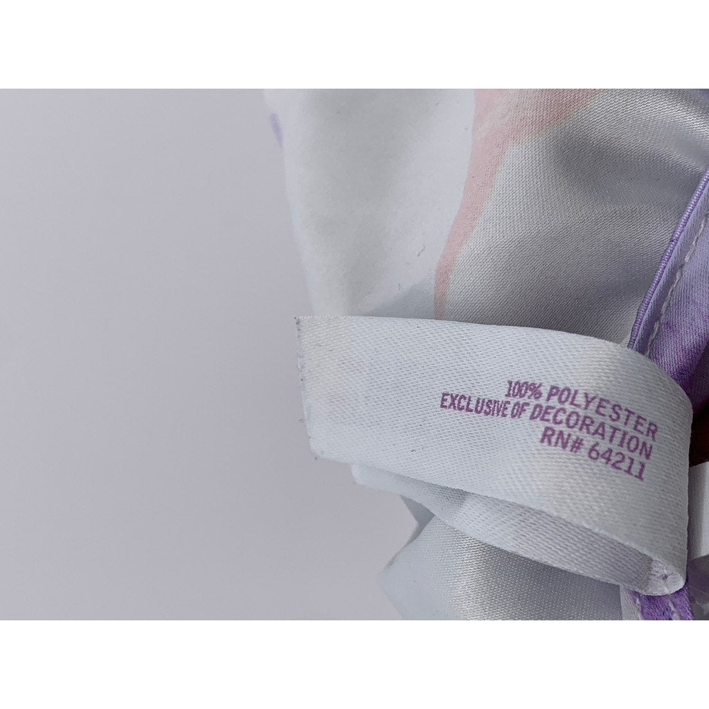 LILAC & LONDON Women's White Satin Floral Lace-Trim Sleep Top SZ L