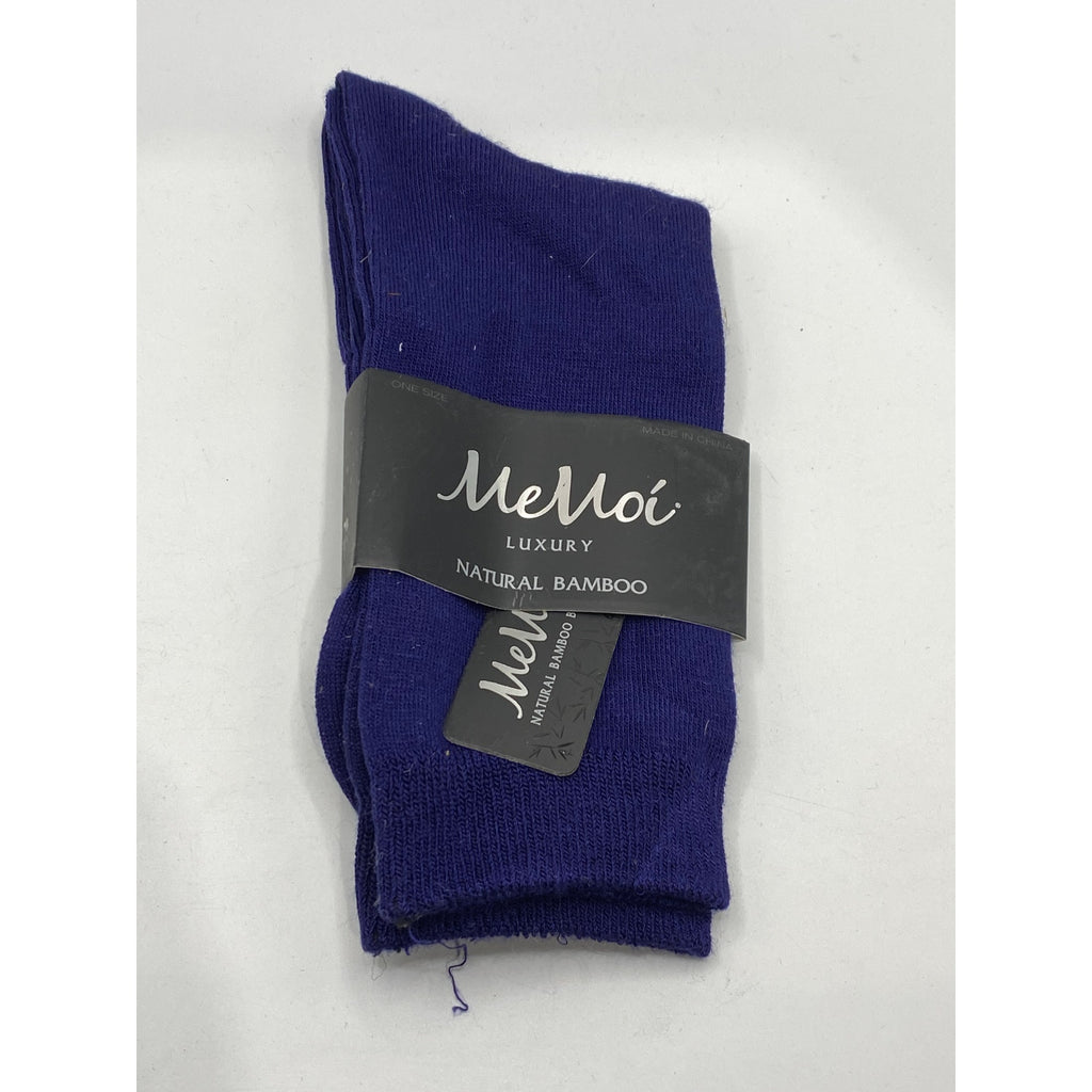 MEMOI Women's Violet Impressions Knit Natural Blend Bamboo Crew Socks SZ OS