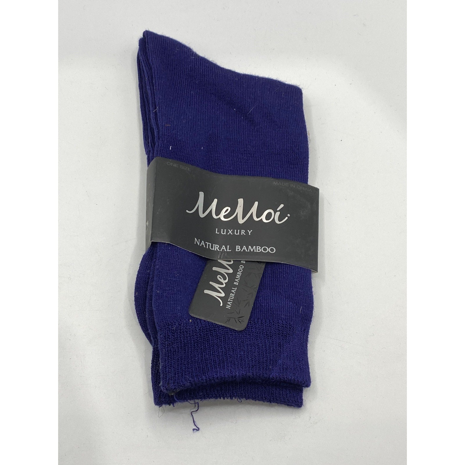 MEMOI Women's Violet Impressions Knit Natural Blend Bamboo Crew Socks SZ OS