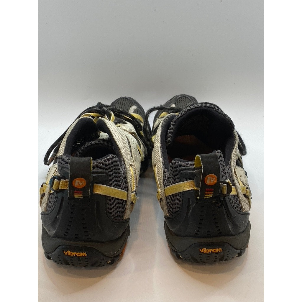 MERRELL Men's Black-Yellow Mesh Continuum Lace-Up Hiking Sneakers SZ 10.5