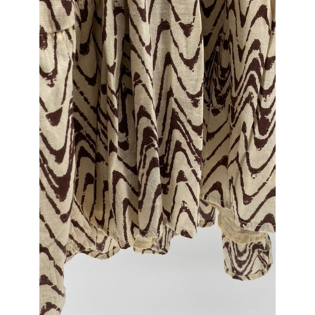 URBAN OUTFITTERS Women's Tan Multi Claudette Zig-Zag Smock Tank Mini Dress SZ S