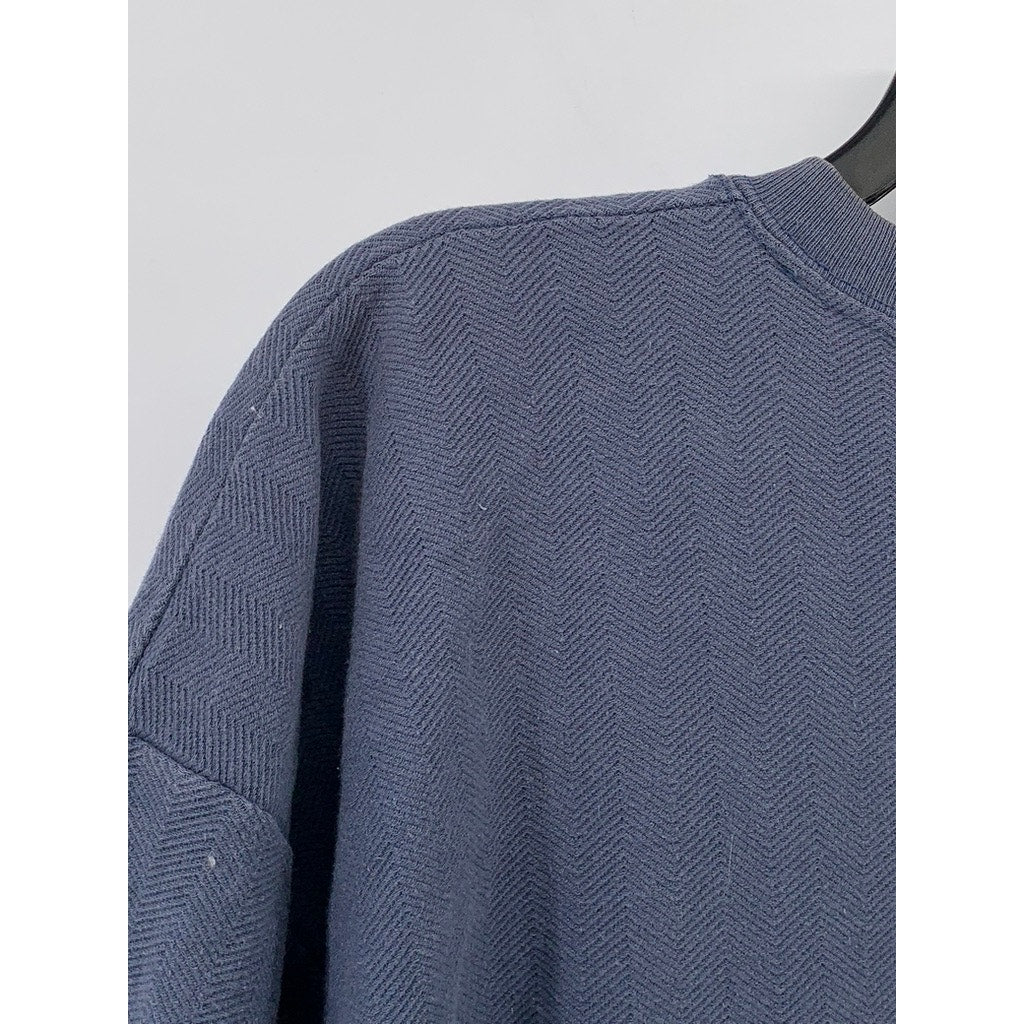 FIRST CHOICE Men's Blue Vintage Textured Embroidered Multi-Print Logo Shirt SZXL