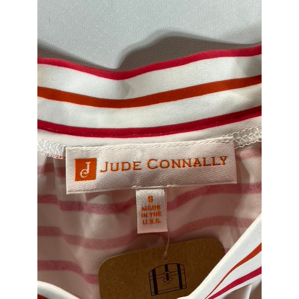 JUDE CONNALLY Women's Orange/White Demi Striped Off-The-Shoulder Top SZ S