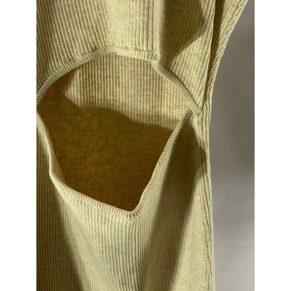 WILFRED FREE Women's Beige Cut-Out Crewneck Rib Knit Mini Tank Dress SZ XS