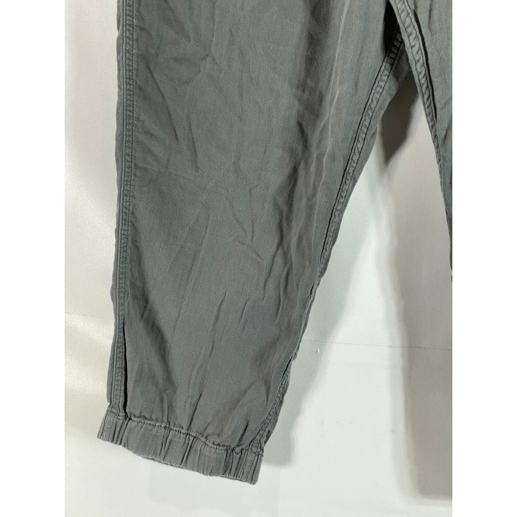 POINT SUR Women's Gray Cotton Twill Elastic Drawstring Pull-On Pants SZ 16