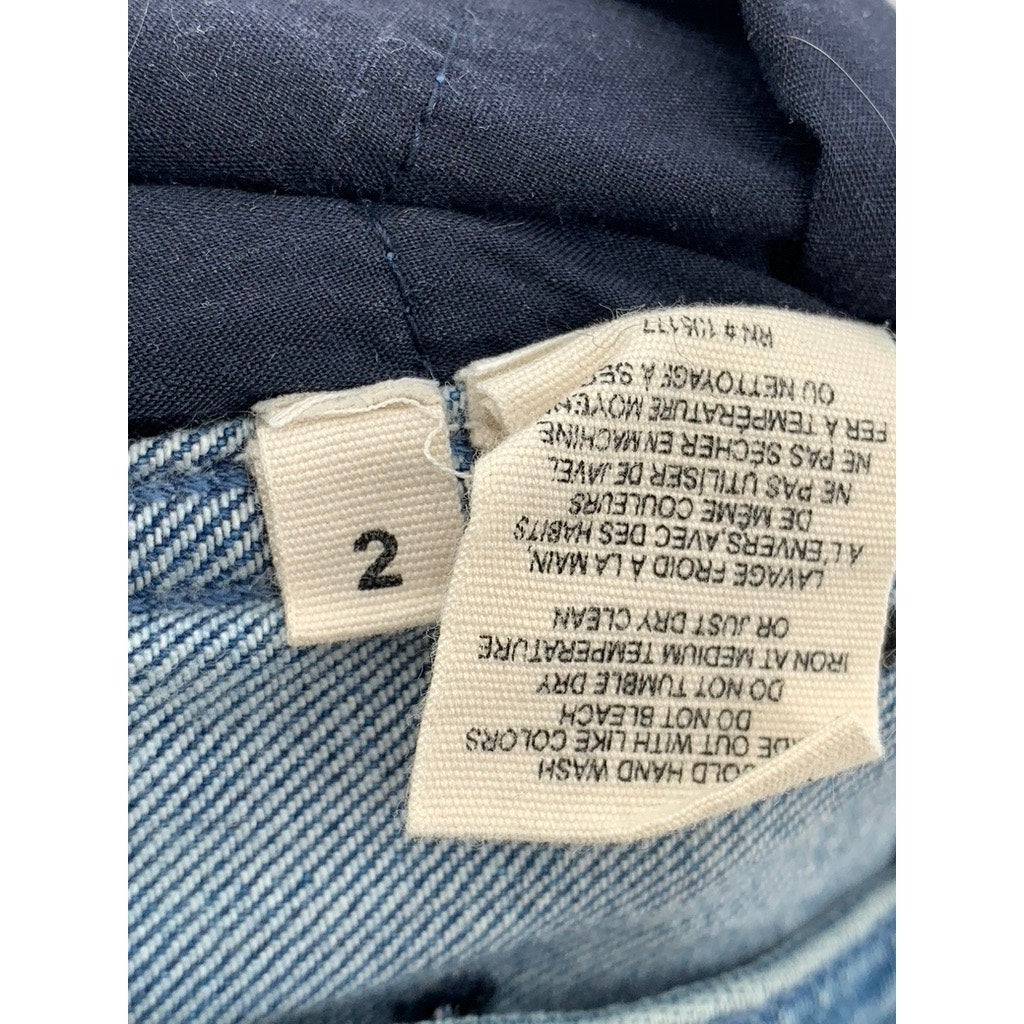 ULLA JOHNSON Women's Blue Denim Embroidered Polka Dot Skinny Leg Jeans SZ 2