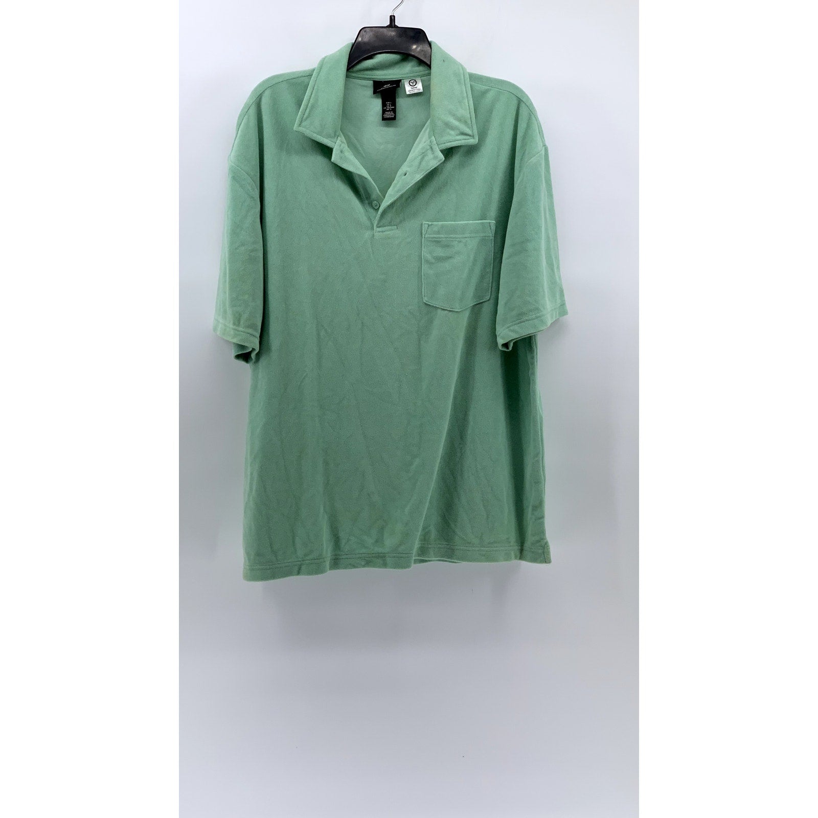 H&M Men's Mint Green Relaxed-Fit Polo Shirt SZ L