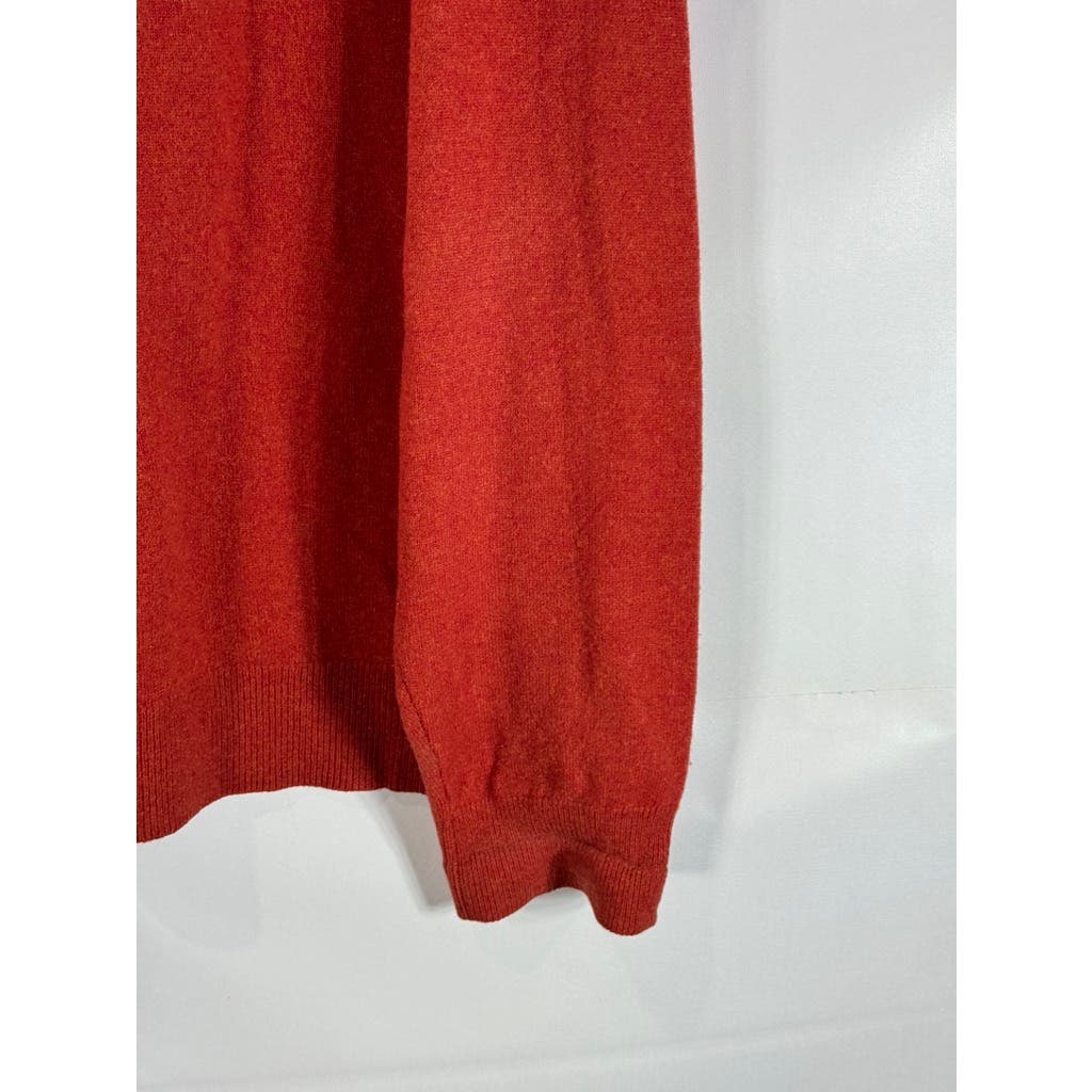 NEIMAN MARCUS Men's Orange Cloud Cashmere V-Neck Pullover Sweater SZ 2XL
