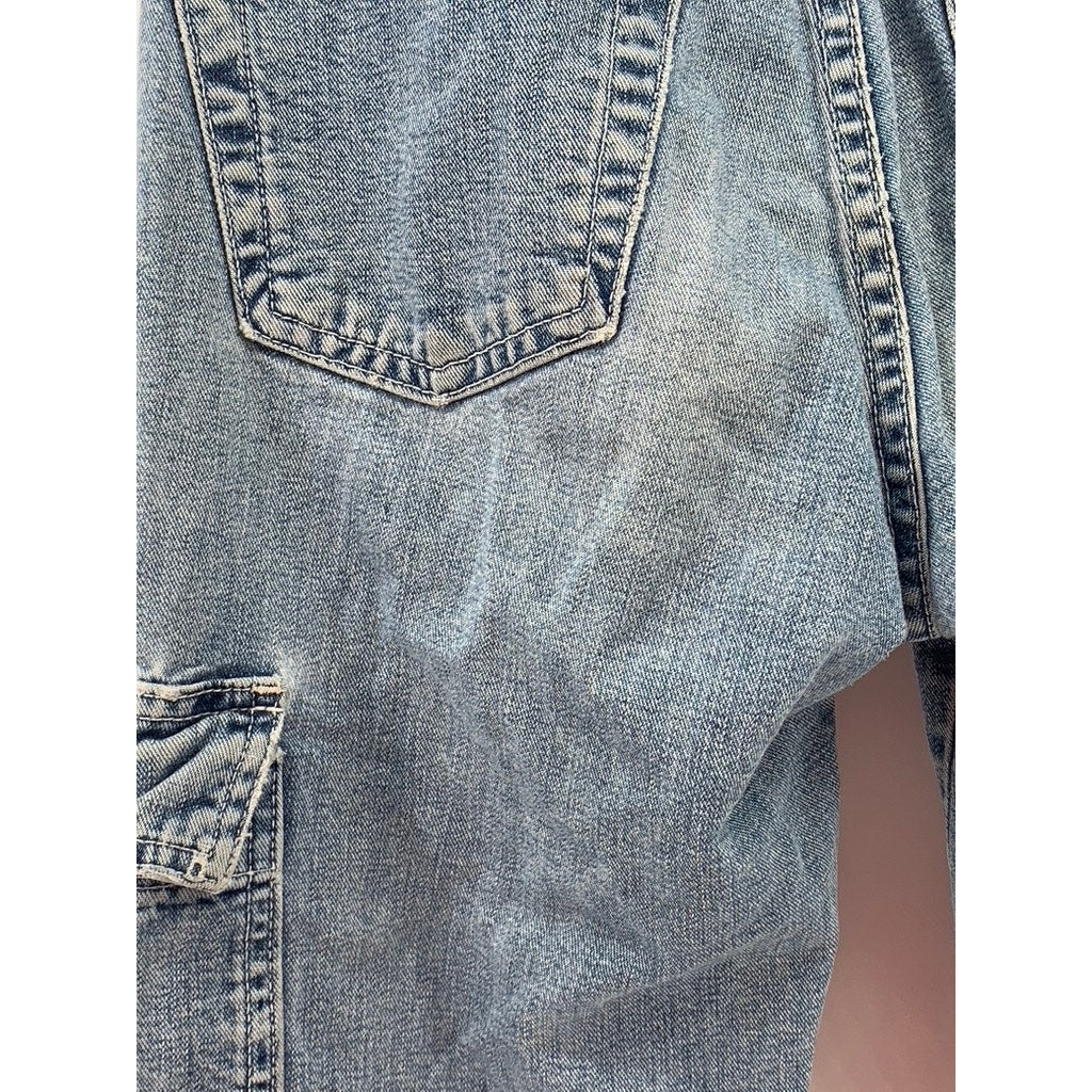 GAP Women's Blue Denim Flare Leg Cargo Jeans SZ 1