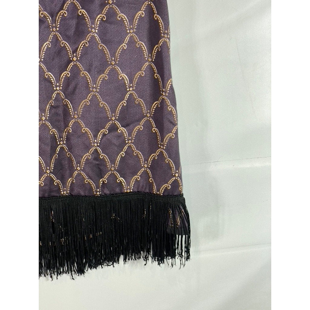 VINTAGE Unbranded Women's Purple/Nude Fringe Open-Back Mini Flapper Dress SZ M