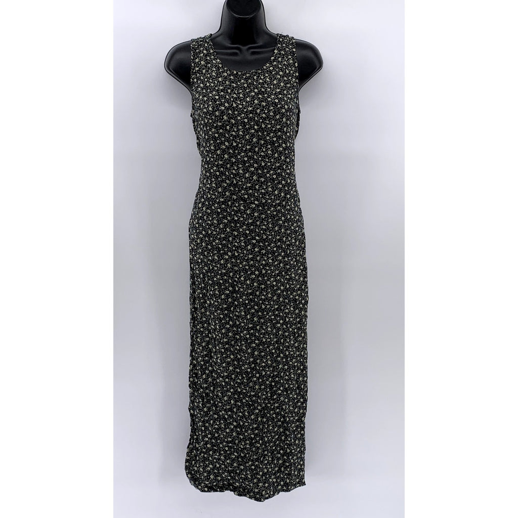 TEDDI DRESSES Women's Black Ditsy Floral Sleeveless Midi Dress SZ S