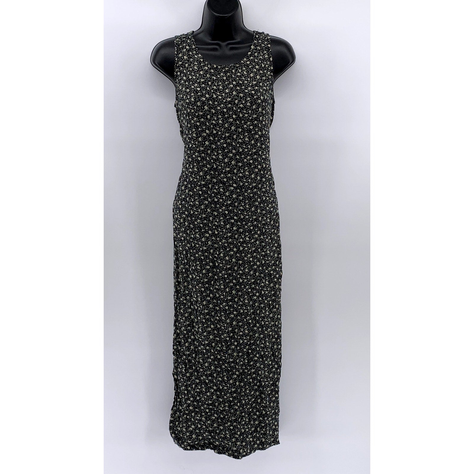 TEDDI DRESSES Women's Black Ditsy Floral Sleeveless Midi Dress SZ S