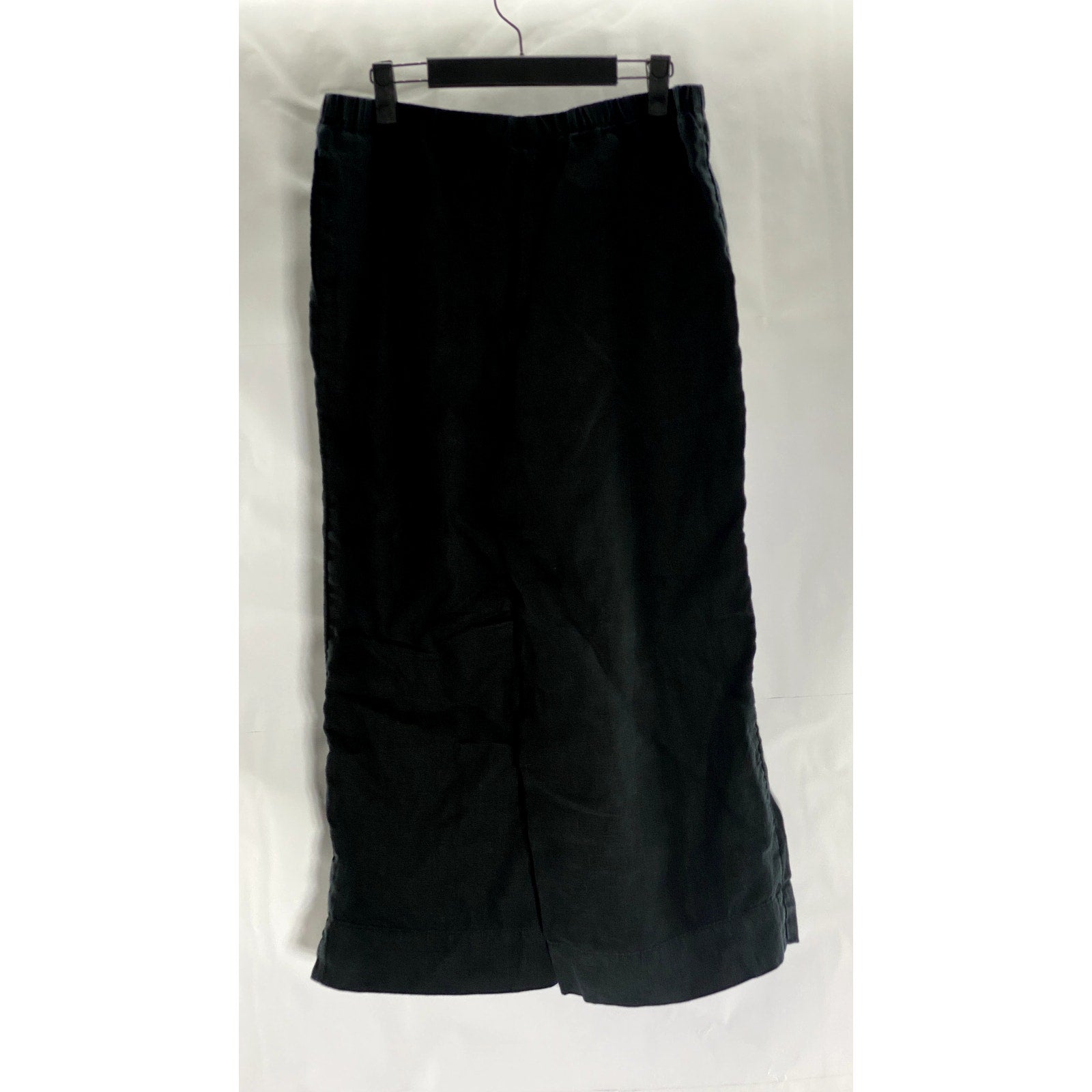 J.JILL Women's Black Solid Elastic Waist Pull-On Linen Cropped Pant SZ M
