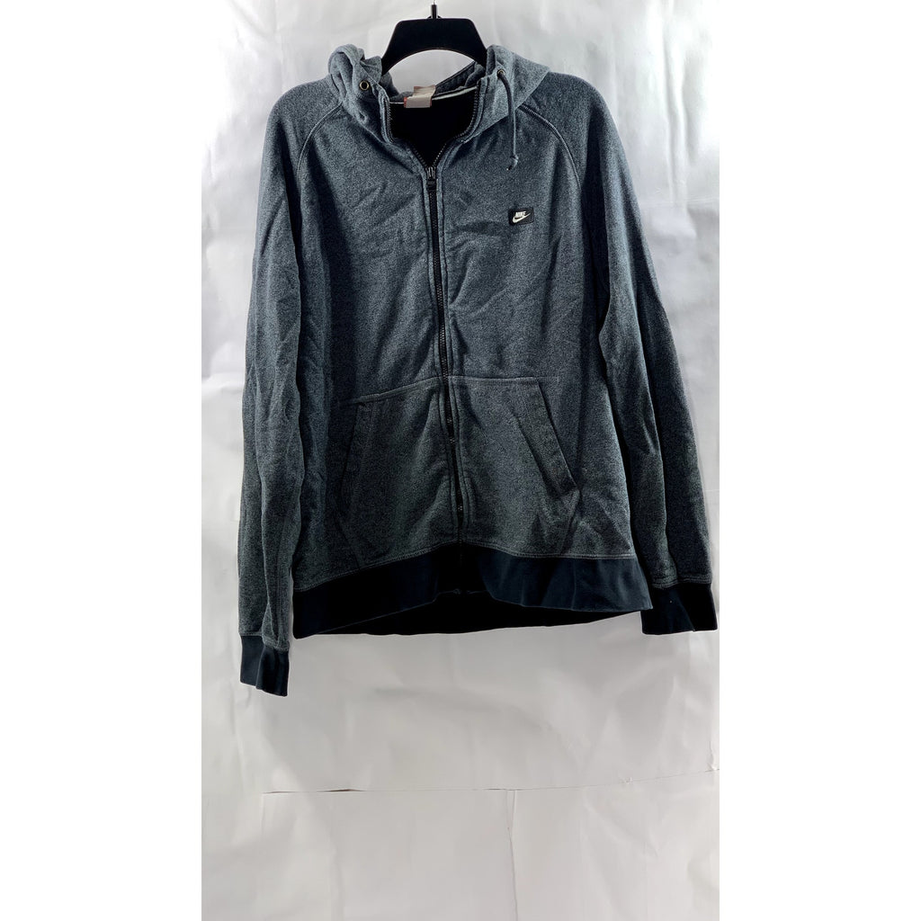 NIKE Men's Blue-Gray Marled Hooded Zip-Up Sweater SZ XL
