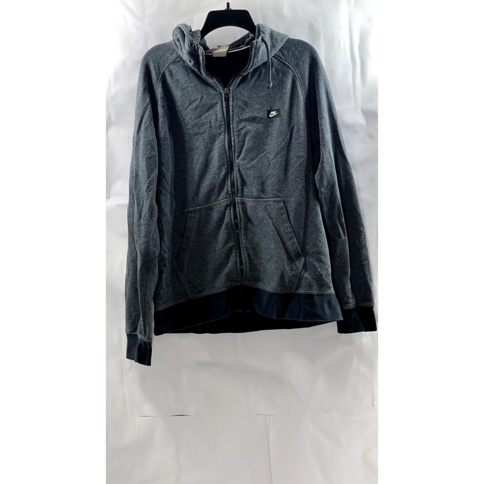 NIKE Men's Blue-Gray Marled Hooded Zip-Up Sweater SZ XL