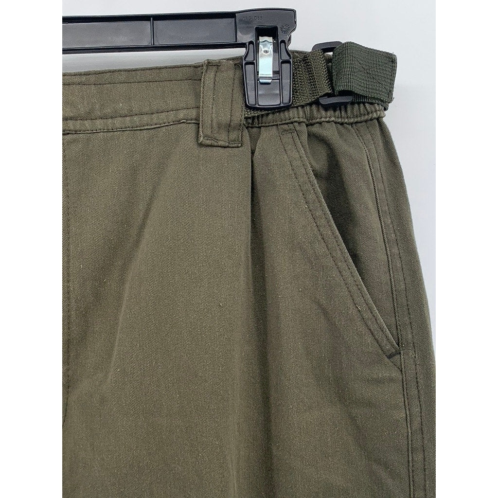 H-T COLLECTION Men's Olive Green Regular-Fit Straight-Leg Cargo Pants SZ M
