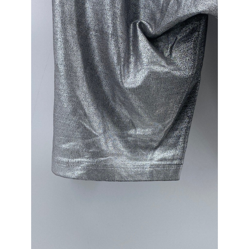 ADIDAS ORIGINALS X ALEXANDER WANG Women's Silver Distressed Biker Shorts SZ S