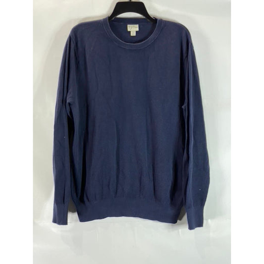 J.CREW Men's Navy Cotton Knit Crewneck Pullover Long Sleeve Sweater SZ L