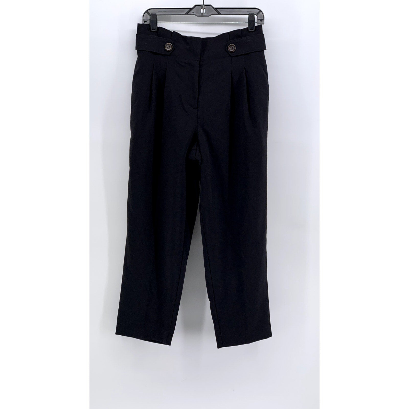 ANN TAYLOR Women's Petite Black Pleated Slim Leg Pants SZ 8P