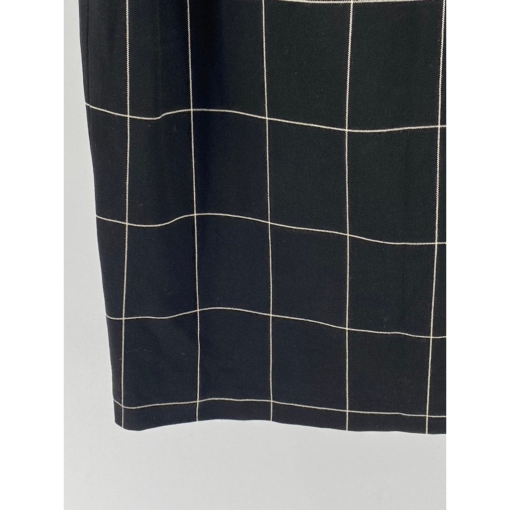 LAUREN RALPH LAUREN Women's Black Windowpane Crewneck A-Line Dress SZ 6