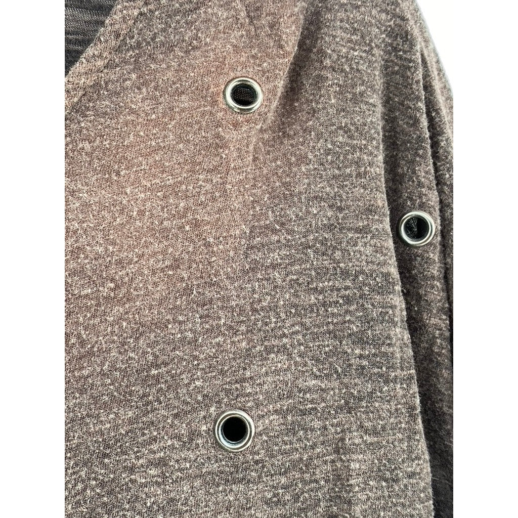 BECK & REPUBLIC Women's Black-Brown Distressed Ombre Studded Top SZ L