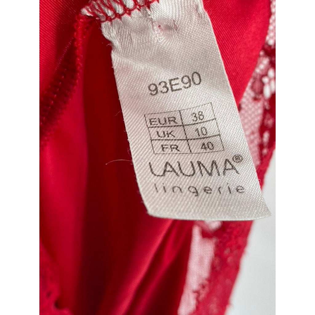 LAUMA LINGERIE Women's Red Lace-Trim V-Neck Cutout-Back Mini Night Dress SZ M