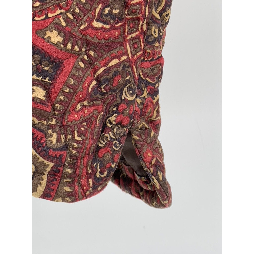 CROFT & BARROW Women’s Brown Paisley Print Quilted Zip-Up Vest SZ L