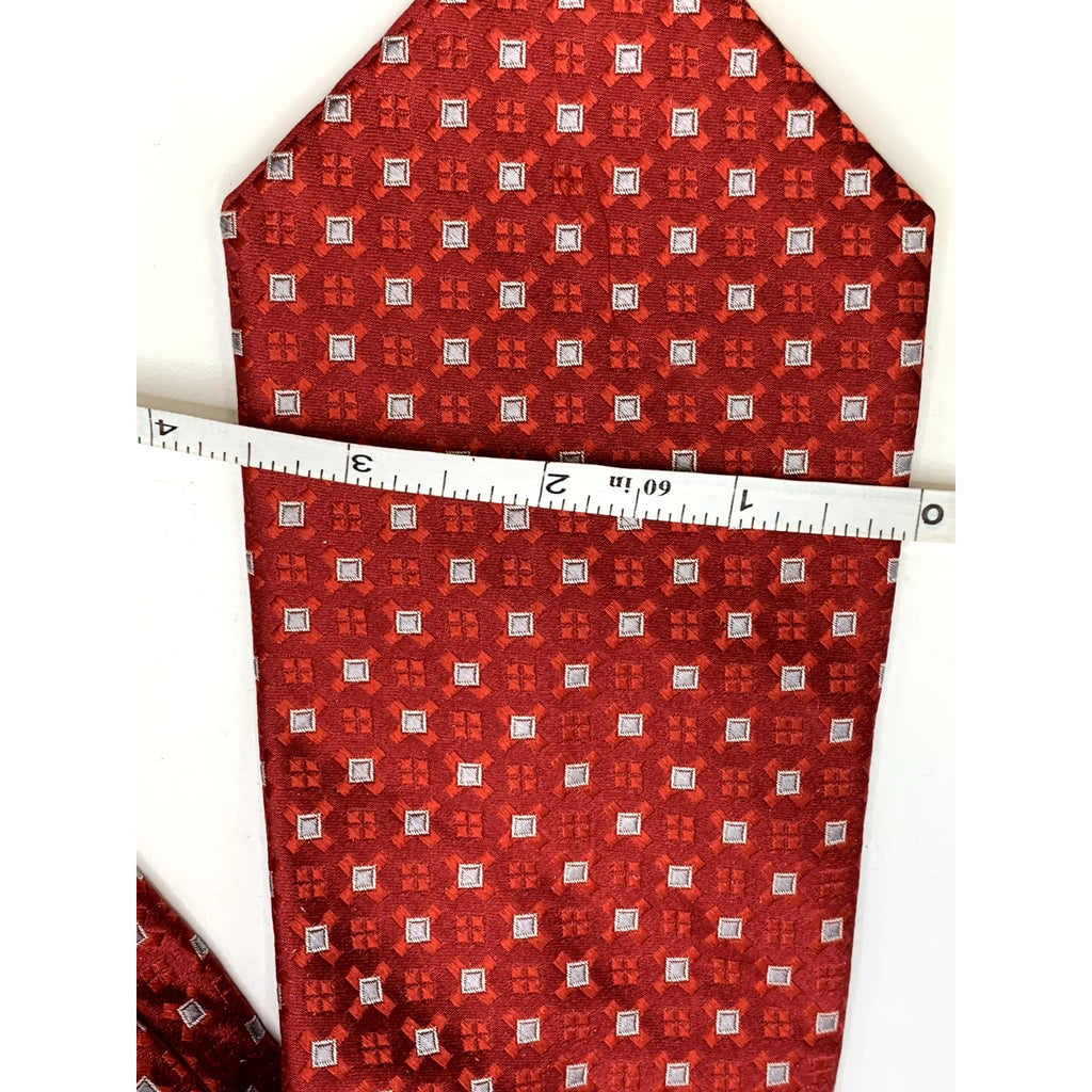 SEAN JOHN Men's Vintage 90's Red Geometric Square Silk Tie OS