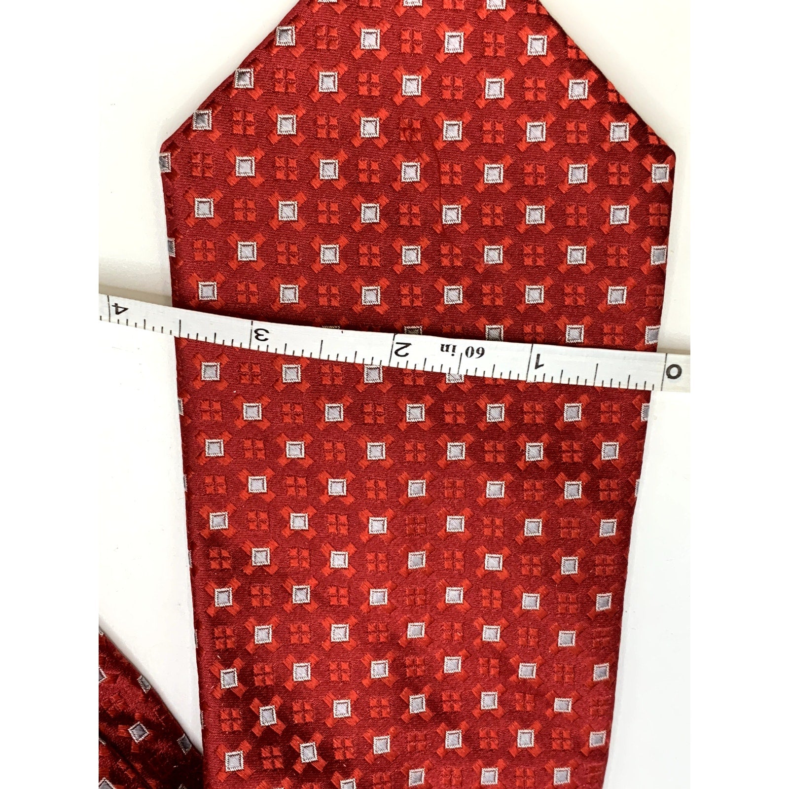 SEAN JOHN Men's Vintage 90's Red Geometric Square Silk Tie OS