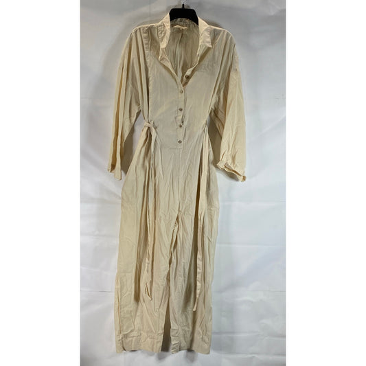 FREE PEOPLE X Revolve Women's Beige Cameron Shirt Tie-Waist One Piece SZ M