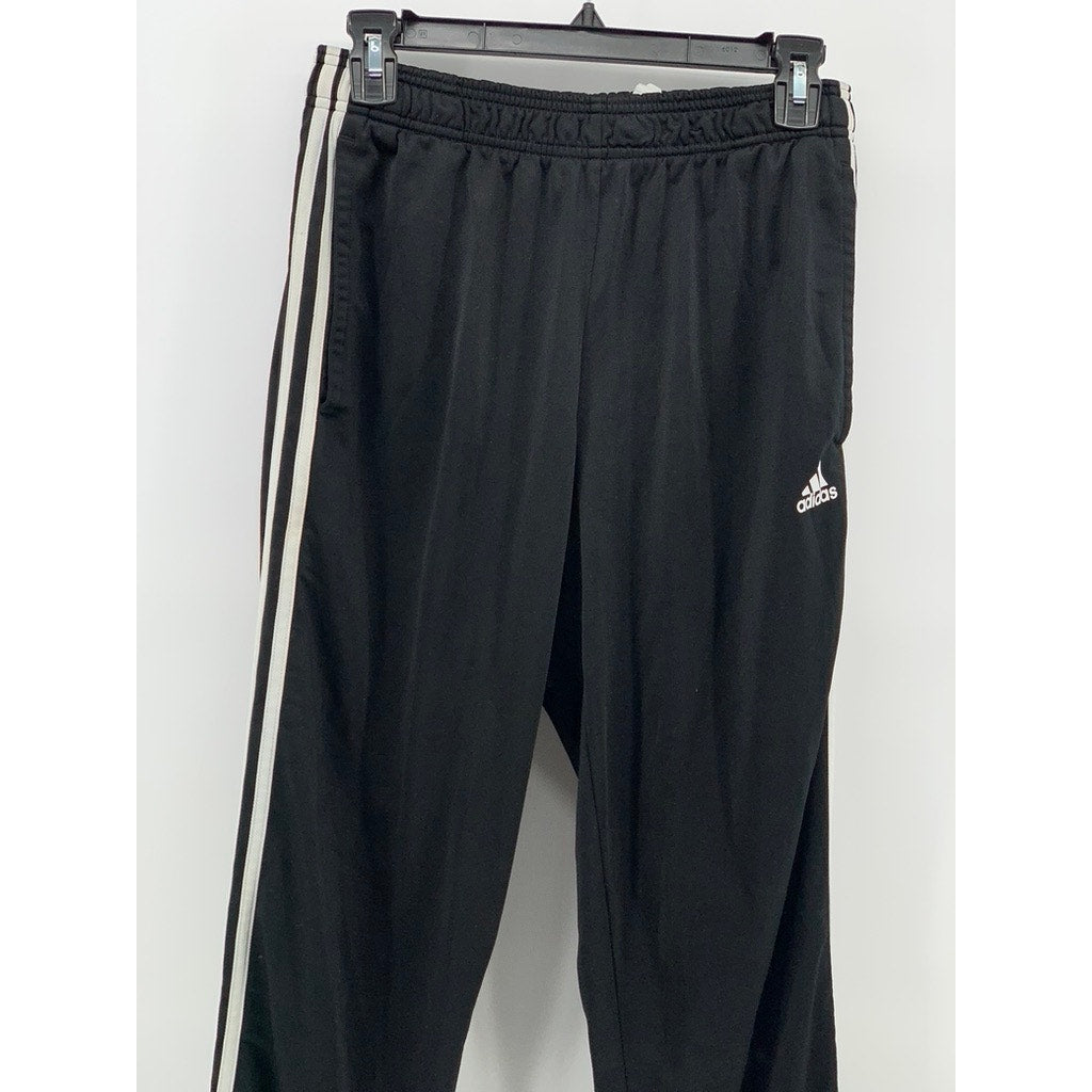 ADIDASS Men's Black-White 3-Stripe Pull-On Active Jogger Sweatpants SZ M