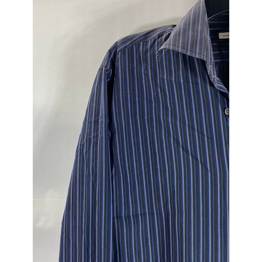 BANANA REPUBLIC Men's Black/Blue Pinstripe Button-Up Long Sleeve Shirt SZ15/15.5