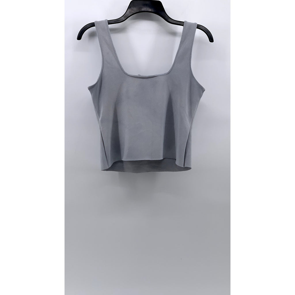ZARA Women's Light Gray Solid Square-Neck Sleeveless Crop Top SZ S