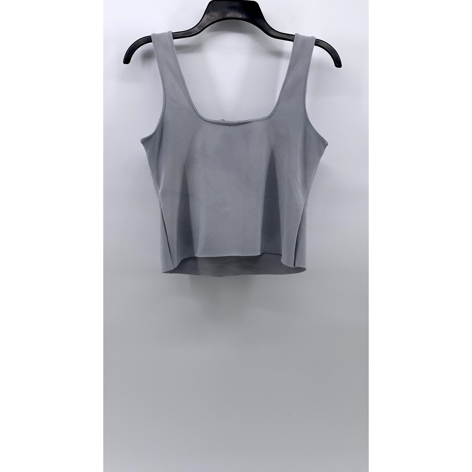 ZARA Women's Light Gray Solid Square-Neck Sleeveless Crop Top SZ S