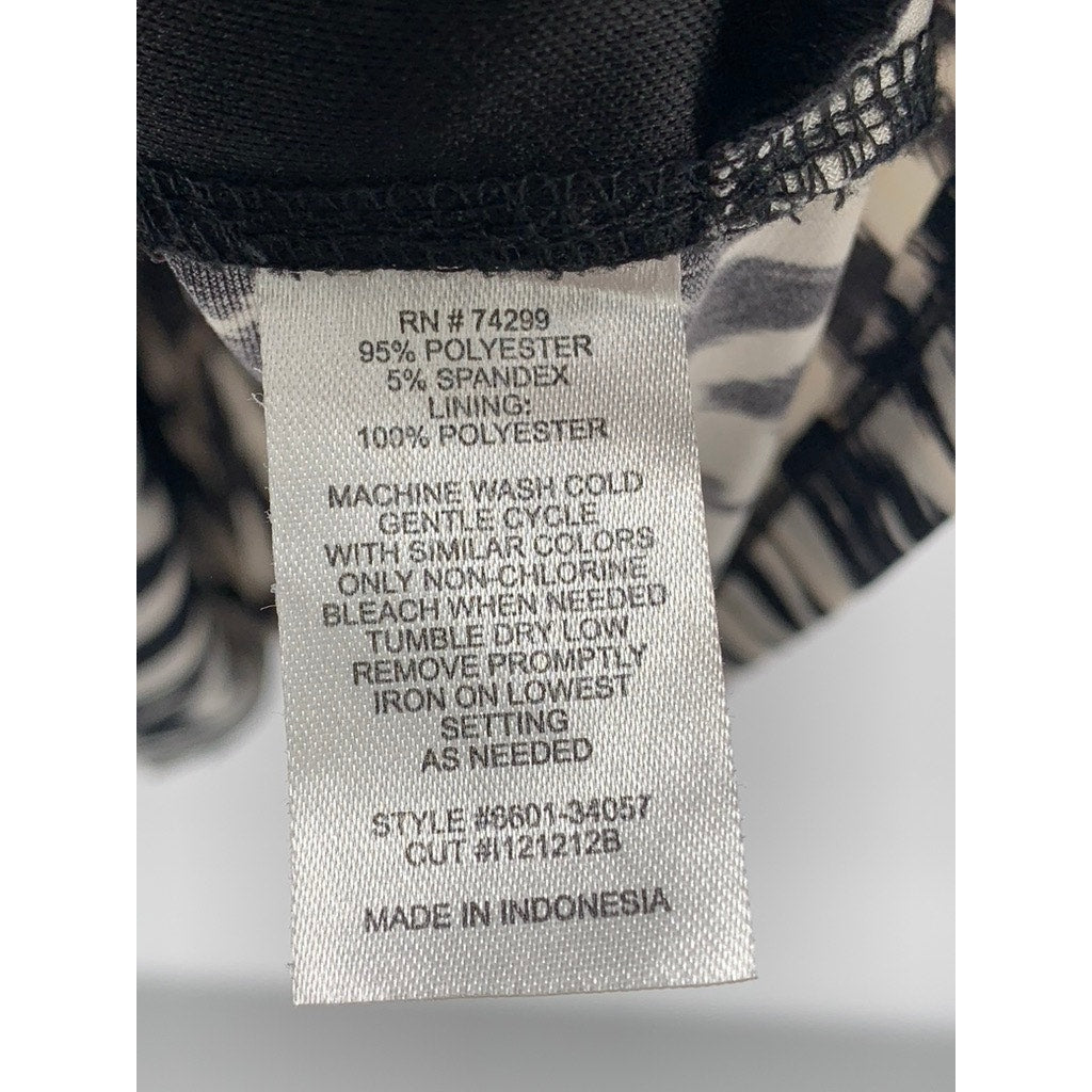 ENFOCUS STUDIO Women's Black-White Printed Sleeveless V-Neck Sheath Dress SZ 8