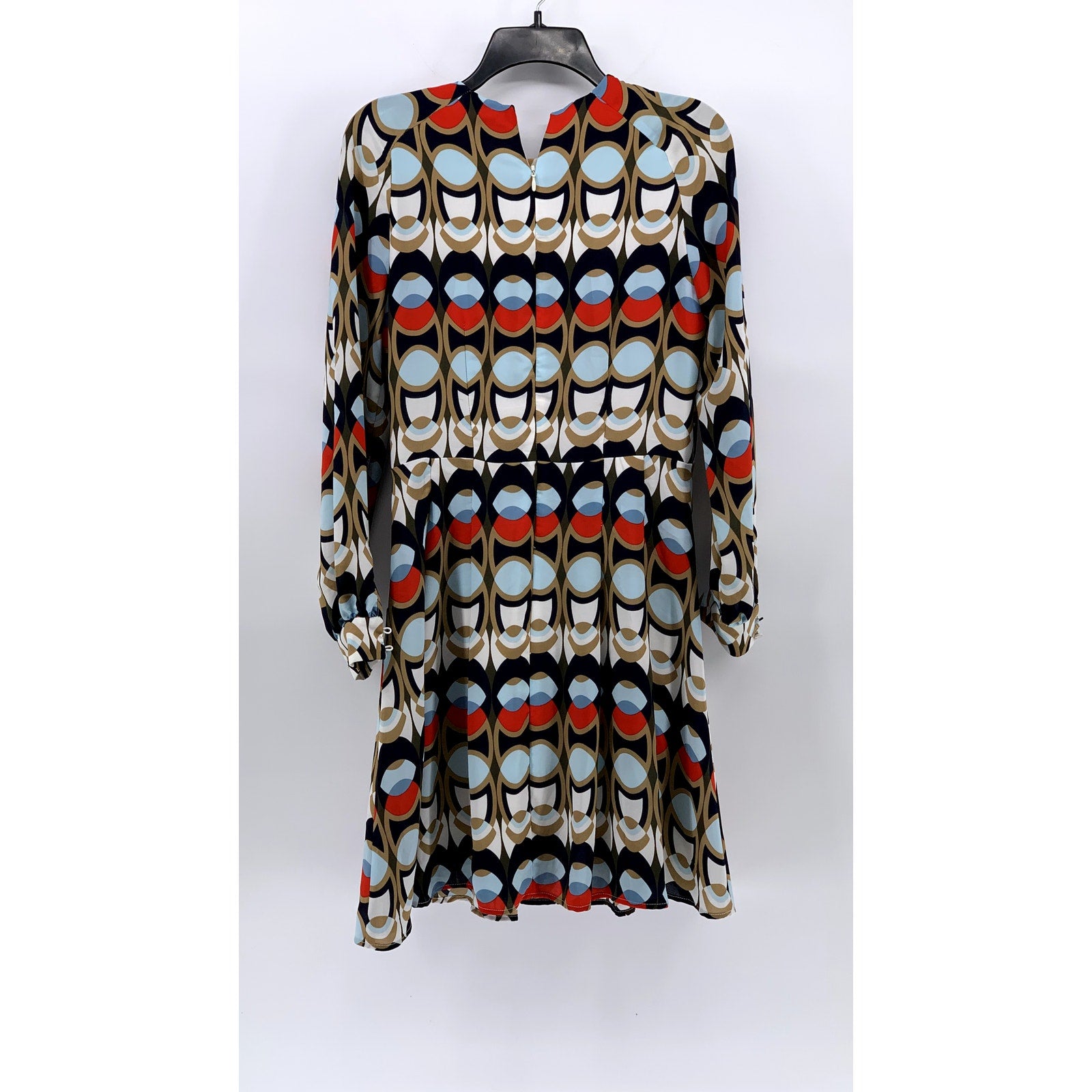 H&M Women's Multicolor Geometric Long Sleeve Fit & Flare Knee-Length Dress SZ 6
