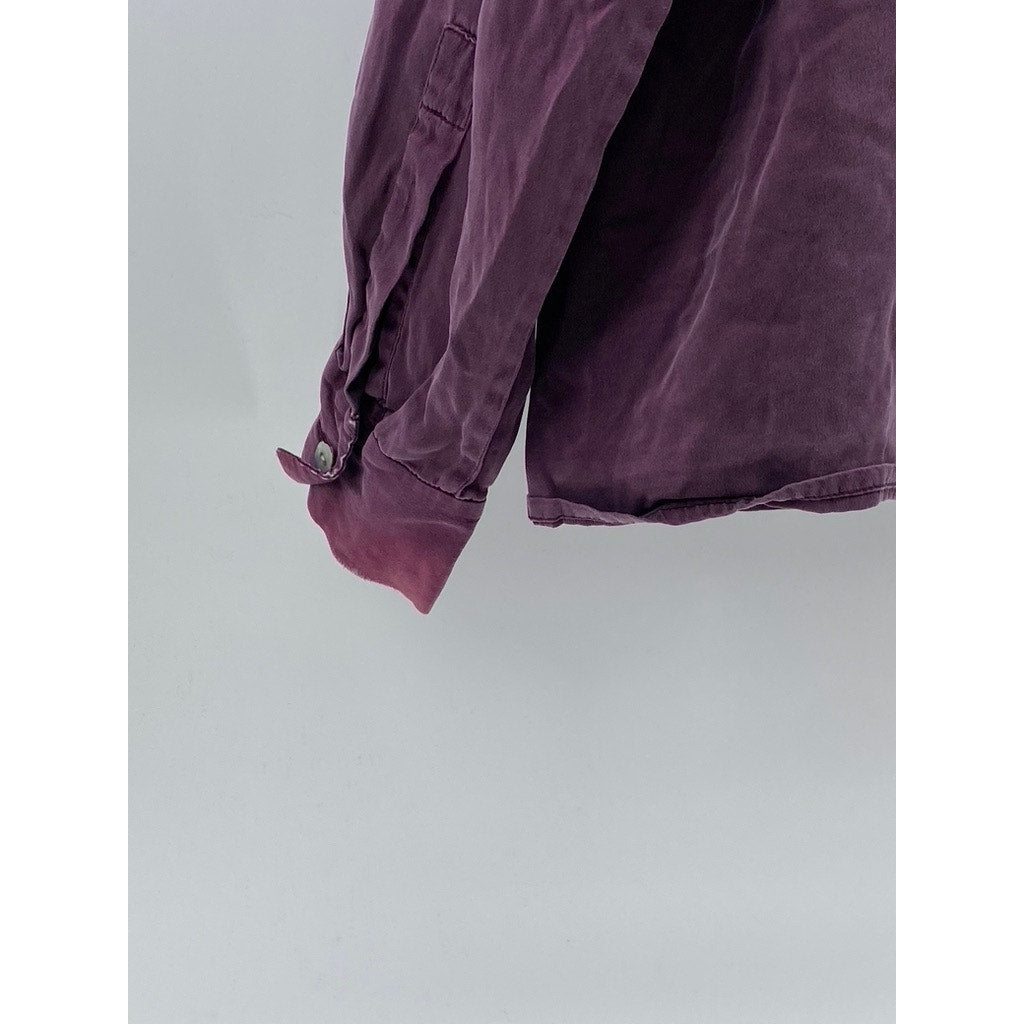CASUAL CORNER Women's Burgundy Button-Up Regular-Fit Long Sleeve Top SZ 8