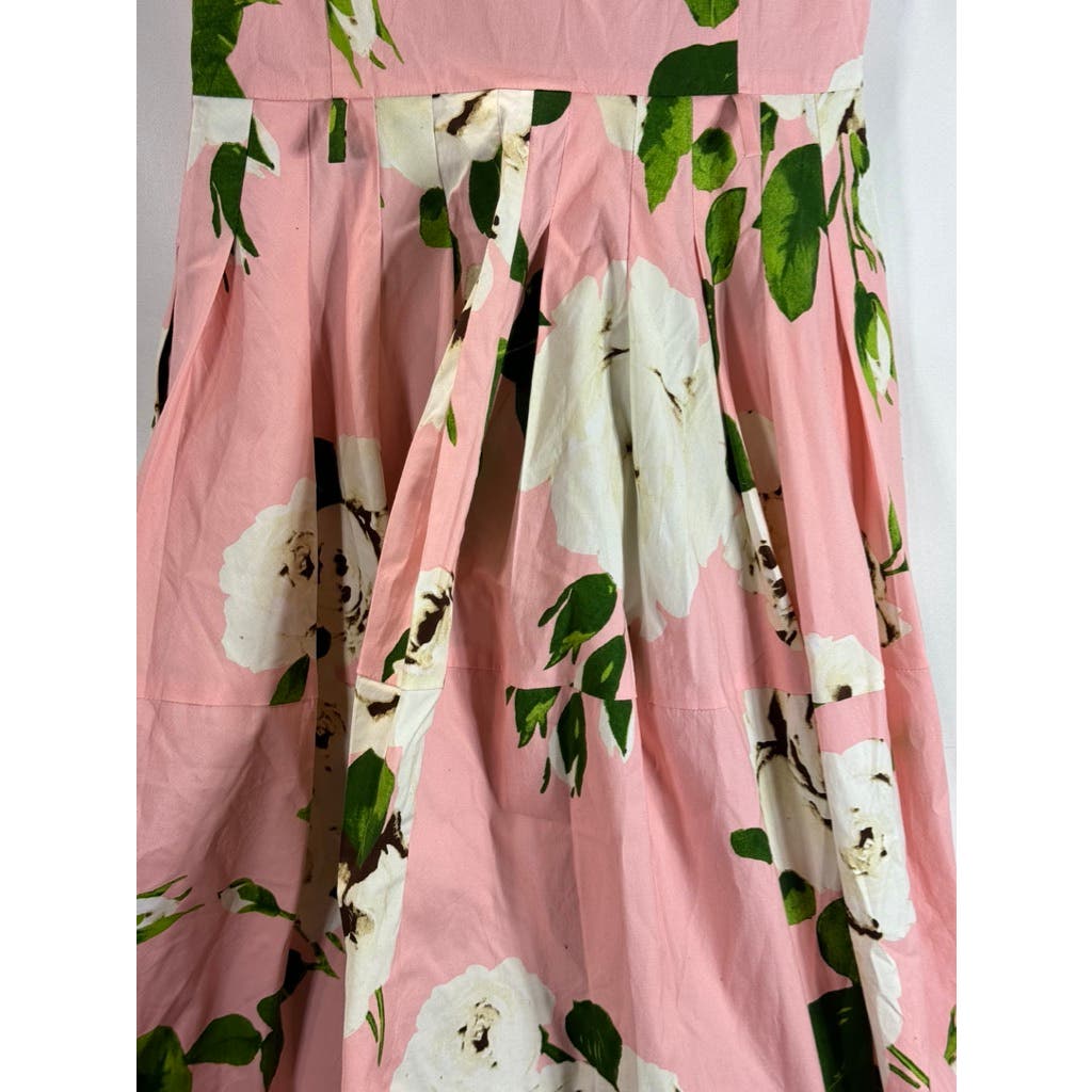 SAMANTHA SUNG Women's Pink Floral Claire Sleeveless Knee-Length Shirtdress SZ 2