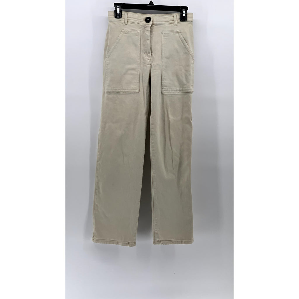 WILFRED FREE Women's Beige High-Rise Large Pocket Straight-Leg Utility Pant SZ 2