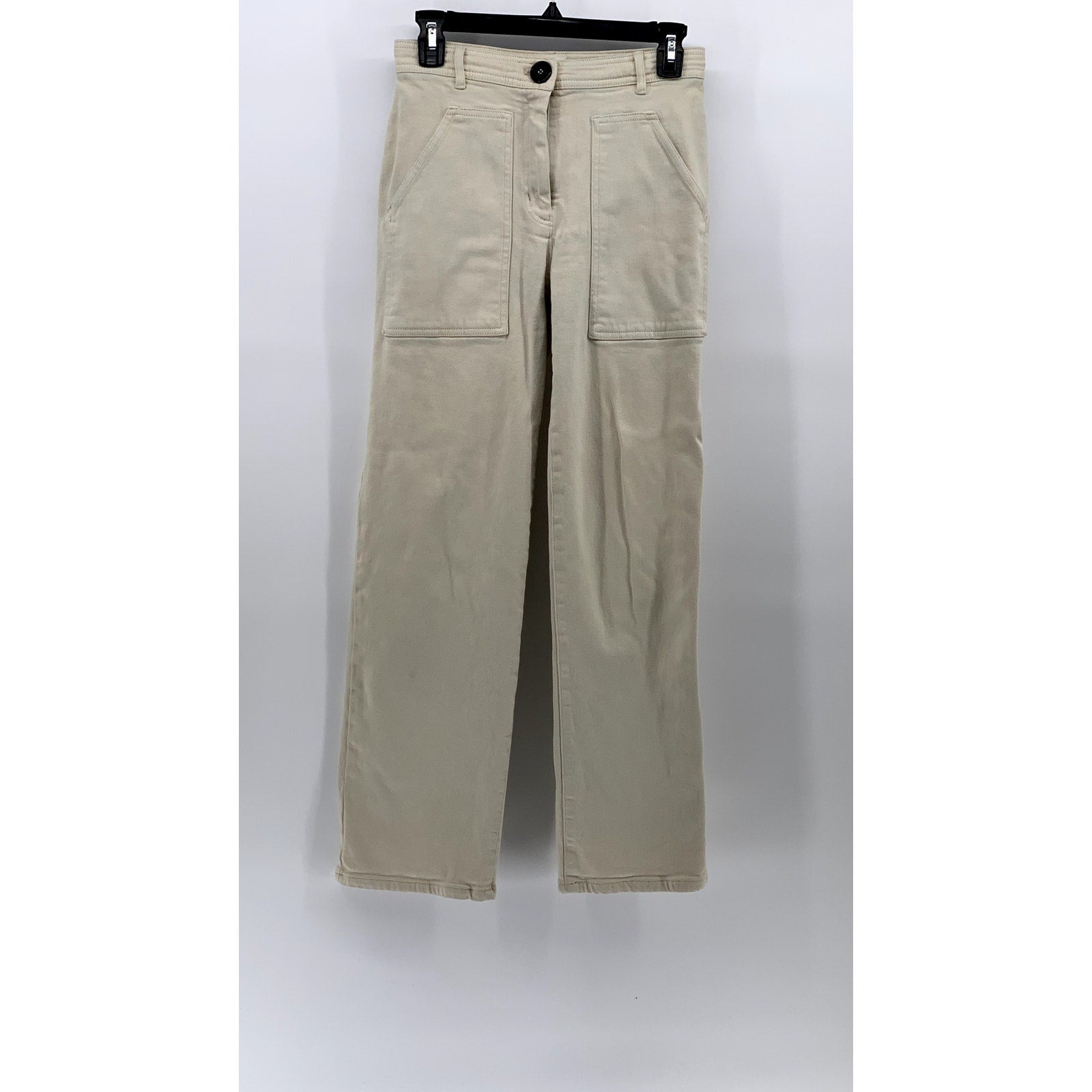 WILFRED FREE Women's Beige High-Rise Large Pocket Straight-Leg Utility Pant SZ 2