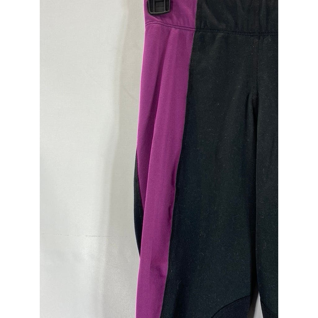 KERRITS Women's Black/Purple Colorblock Knee Patch Riding Pull-On Leggings SZ XS