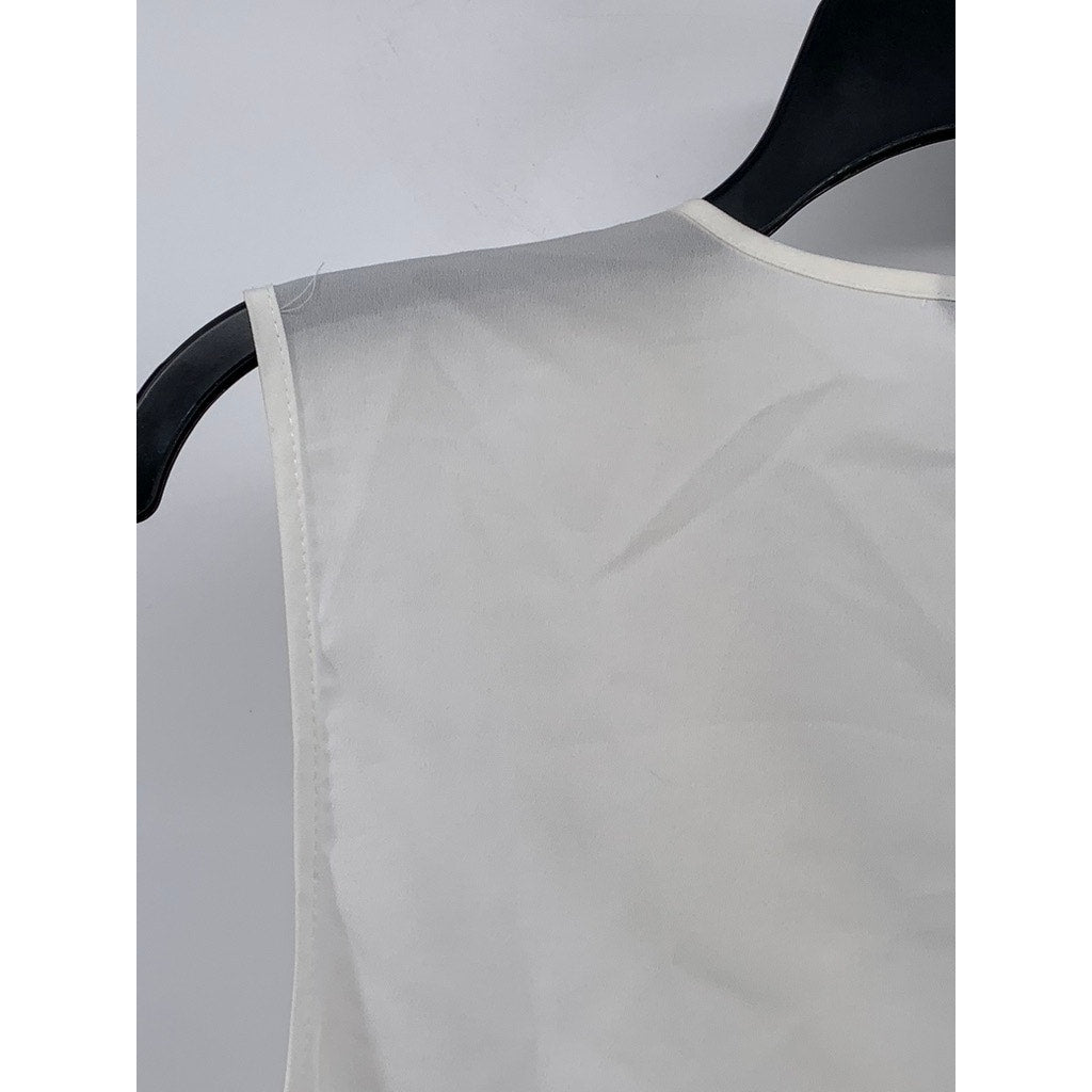 H&M Women's White V-Neck Sleeveless Top SZ 10